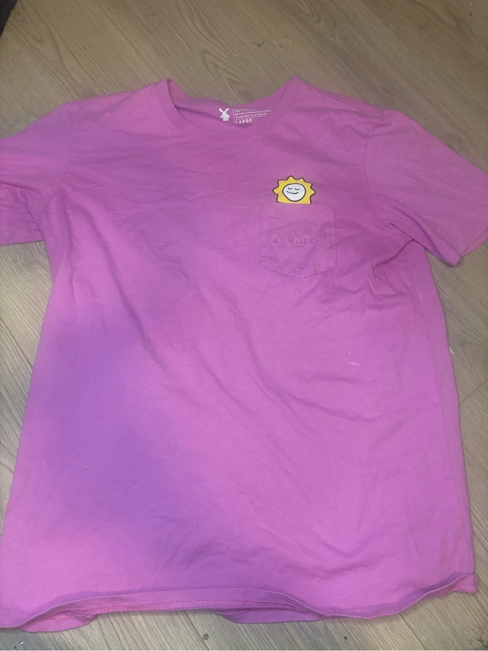 Pink Short Sleeve Pocket Tee with Sun Graphic Duch Bros